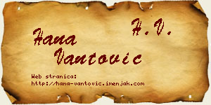Hana Vantović vizit kartica